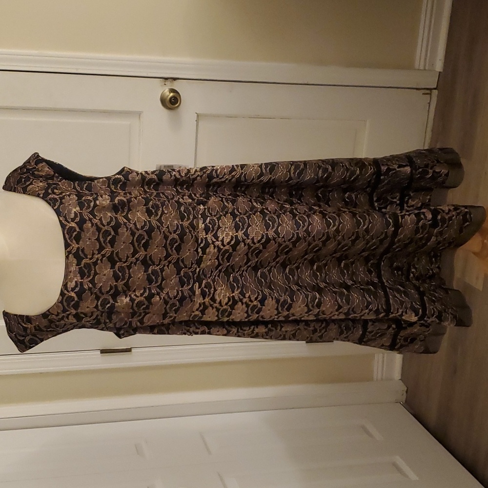 Dressbarn Black and Gold Lace Dress